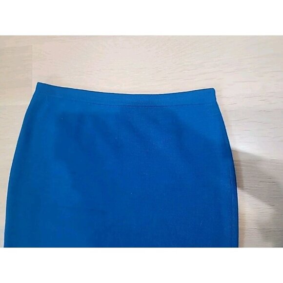 Vintage Linea by Louis Delliolio Wool Blend Blue Knit Skirt Pencil Size XS - Picture 2 of 9